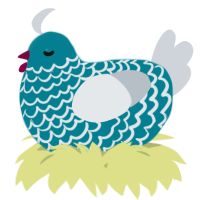 A sea and mist chicken with a lace pattern