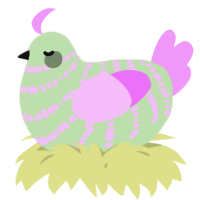 A gluppy and lavender chicken with a bar pattern