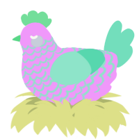 A lavender and mint chicken with a lace pattern