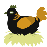 A black and ochre chicken with a neck-band pattern