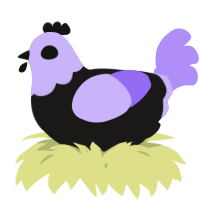 A sable and lilac chicken with a head pattern