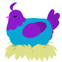 A cerulean and violet chicken with a head pattern