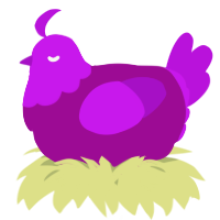 A plum and amethyst chicken with a head pattern