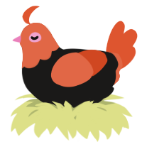 A sable and vermilion chicken with a head pattern