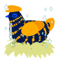 A tumblr and gold chicken with a bar pattern