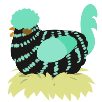 A sable and mint chicken with a bar pattern