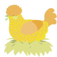 A yellow and honey chicken with a lace pattern