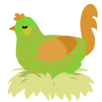 A grass and orange chicken with a lace pattern