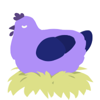 A lilac and navy chicken