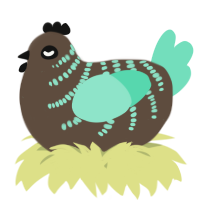 A bark and mint chicken with a half-bar pattern