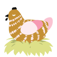 A gold and rose chicken with a bar pattern