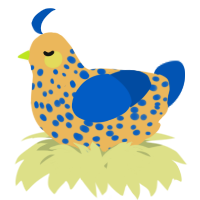 A honey and ultramarine chicken with a speckle pattern