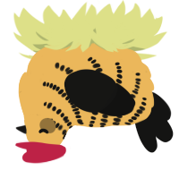 A honey and black chicken with a half-bar pattern