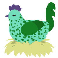 A mint and leaf chicken with a speckle pattern
