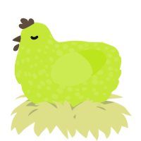 A lime chicken with a speckle pattern