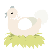 A cream and white chicken with a neck-speckle pattern