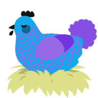 A sky and blurple chicken with a lace pattern