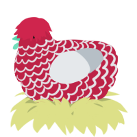 A crimson and mist chicken with a lace pattern