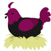 A sable and wine chicken with a head pattern