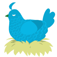 A cerulean chicken with a lace pattern