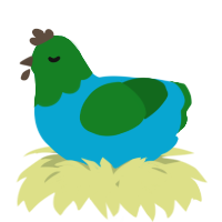 A cerulean and leaf chicken with a head pattern