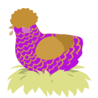 A amethyst and gold chicken with a lace pattern
