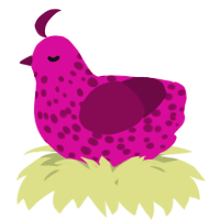 A fuchsia and wine chicken with a speckle pattern