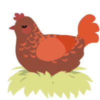 A russet and vermilion chicken with a half-lace pattern