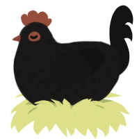 Penumbra, a sable and black chicken with a speckle pattern