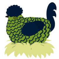A chartreuse and tumblr chicken with a lace pattern