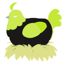 A sable and lime chicken with a head pattern