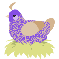 A blurple and beige chicken with a double-lace pattern