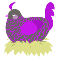 A grey and amethyst chicken with a lace pattern