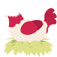 A cream and crimson chicken with a head pattern