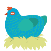 A cerulean and turquoise chicken with a lace pattern