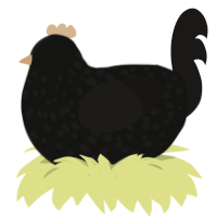 Ate Cement When 6, a black and sable chicken with a speckle pattern