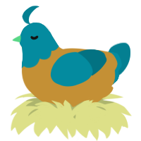 A gold and sea chicken with a head pattern