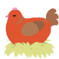 A vermilion and brown chicken with a neck-band pattern