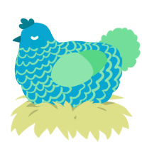 A cerulean and spring chicken with a lace pattern