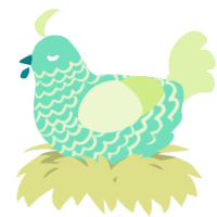 A mint and apple chicken with a lace pattern