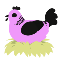 A lavender and black chicken with a neck-band pattern
