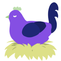 A blurple and navy chicken