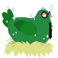Mr Cucumber, a viridian and leaf chicken