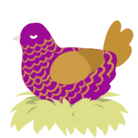 A plum and gold chicken with a lace pattern