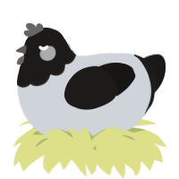 A mist and sable chicken with a head pattern