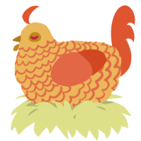 A honey and vermilion chicken with a lace pattern