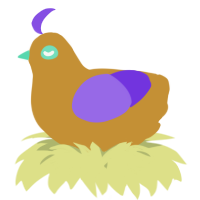 A gold and blurple chicken