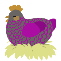 A grey and plum chicken with a lace pattern