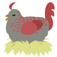 A ash and red chicken with a half-lace pattern