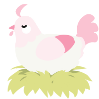 A white and rose chicken with a head pattern